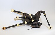 Highland bagpipe with bellows, Wood, ivory, brass, leather, sheepskin, Scottish